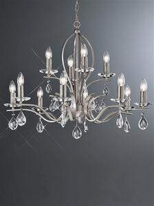 Franklite FL2298/12 Willow 12 Light Satin Nickel and Crystal Chandelier