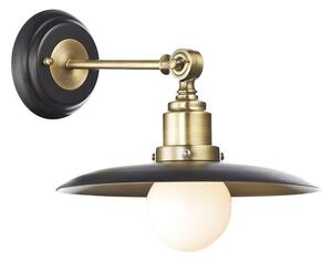 Dar HAN0754 Hannover 1 Light Antique Brass and Black Wall Light