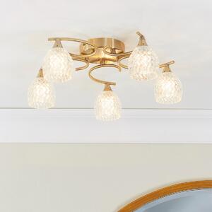 Endon BOYER-5AB 5 Light Antique Brass Semi Flush Ceiling Light