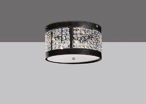 Diyas IL31040 Celsa Dark Brown Leather and Crystal Ceiling Light