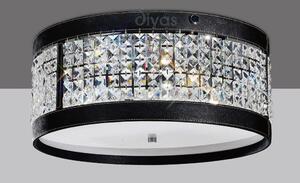 Diyas IL31031 Celsa Black Leather and Crystal Flush Ceiling Light