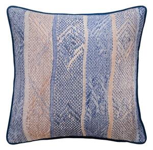 Isthmus Denim, Sustainable Feather, Cushion, 55cm x 55cm - Andrew Martin Linen & Linen Blend & Viscose Blend Herringbone & Stripe