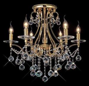 Diyas IL30216/BI Bianco Crystal Ceiling Light in Gold Finish
