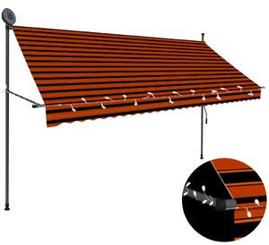 Manual Retractable Awning with LED 300 cm Orange and Brown