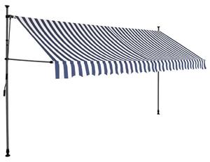 Manual Retractable Awning with LED 400 cm Blue and White