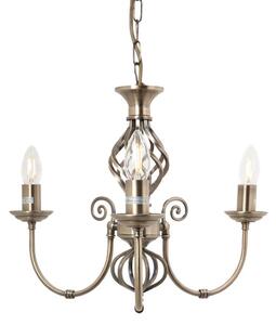 Barley 3 Light Classic Knot Twist Ceiling Light in Antique Brass