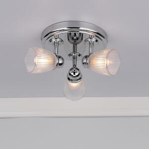 Dar CED7638 Cedric 3 Light Plate Ceiling Light in Polished Nickel IP44