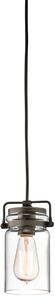 KL-BRINLEY-MP-OZ Brinley 1 Light Bronze Vintage Glass Ceiling Pendant Light
