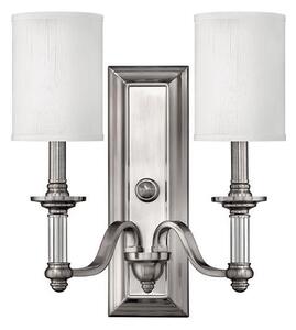 HK/SUSSEX2 Sussex 2 Light Brushed Nickel Wall Light with Shade