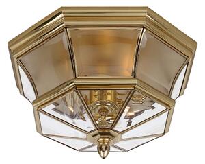 QZ-NEWBURY-F-PB Newbury 3 Light Polished Brass Flush Mount Ceiling Light