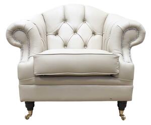Chesterfield Handmade Armchair Shelly Pebble Real Leather In Victoria Style