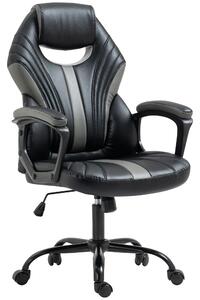 Vinsetto Computer Gaming Chair, Desk Chair with Breathable PU Leather Back and Seat, Soft Padded Armrests and Rolling Wheels for Adults and Gamers, Black