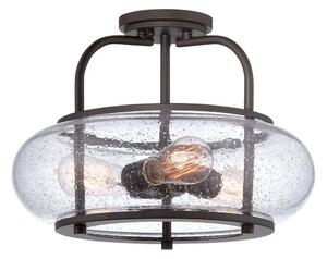 QZ/TRILOGY/SF/M Trilogy 3 Light Old Bronze Medium Semi Flush Light with Glass Shade