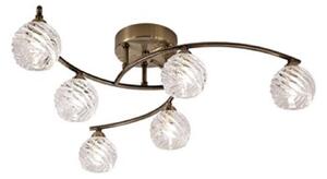 F2358/6 6 Light Semi Flush Ceiling Pendant In Bronze With Clear Glass Shades