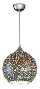 PH126 - 200mm Diameter - Glass Sphere Ceiling Pendant In Silver And Chrome