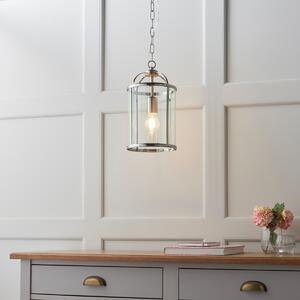 Endon 70323 Lambeth 1 Light Ceiling Pendant In Satin Nickel And Clear Glass