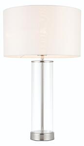 Endon 70600 Touch Table Lamp In Glass With White Faux Silk Shade