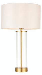 Endon 68802 Modern Touch Table Lamp In Glass And Brushed Gold With White Faux Silk Shade