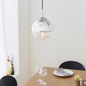 Endon 68959 Paloma 1 Light Ceiling Pendant In Chrome And Clear Ribbed Glass