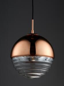 Endon 68956 Paloma 1 Light Ceiling Pendant In Copper And Clear Ribbed Glass