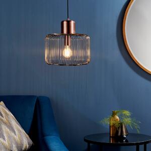 Endon 68986 Nicola 1 Light Square Ceiling Pendant In Antique Copper