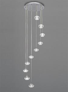 F2343/10 Lizzy 10 Light Ceiling Pendant In Chrome With Clear Modern Effect Glass Shades