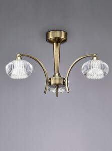 FL2336/3 Ripple 3 Light Ceiling Light In Bronze With Clear Ribbed Glass Shades