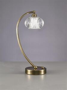 T988 Modern 1 Light Table Lamp In Bronze With Clear Ribbed Glass Shade