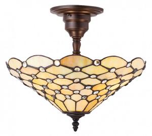 Interiors 1900 64300 Pearl Tiffany Medium 3 Light Semi Flush Ceiling Light In Dark Bronze