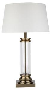 Searchlight 5141AB 1 Light Table Lamp With Glass Column And Antique Brass Base And Cream Shade