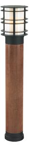 Norlys ST-BOLSW-L-E27-B Stockholm 1 Light Bollard Light In Black And Scandinavian Wood - H: 850mm