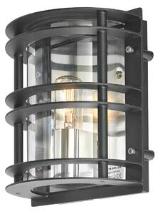 Norlys ST-FLU-E27-BLK-C Stockholm 1 Light Wall Light In Black With Clear Glass