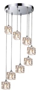 Modern 8 Glass Ice Cube Cluster Ceiling Pendant light In Polished Chrome