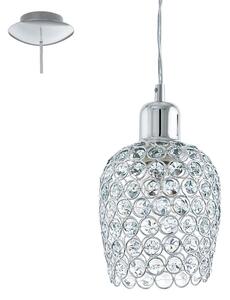 Eglo 94896 Bonares 1 One Light Ceiling Pendant Light In Chrome With Crystal Glass Shade