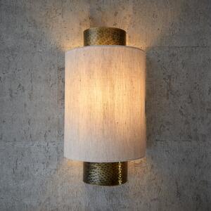 Endon 71308 Indara One Light Wall Light In Hammered Bonze Effect Plate Curved Natural Linen Shade