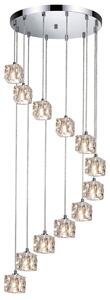 Modern 12 Glass Ice Cube Cluster Ceiling Pendant light In Polished Chrome