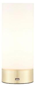 Endon 69520 Dara One Light USB Table Lamp In Brushed Brass And Matt Opal Duplex Glass