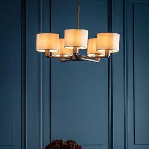 Endon Daley 5 Way Multi Arm Ceiling Light In Dark Antique Bronze With Faux Silk Shades