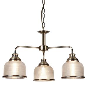 Searchlight 1683-3AB Bistro II Three Light MultiArm Ceiling Light, Antique Brass With Glass Shades