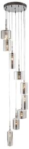 Searchlight 1939-9CC Linen Nine Light Cluster Ceiling Pendant Light In Chrome And Glass