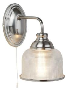 Searchlight 2671-1SS Bistro II One Light Wall Light In Satin Silver With Glass Shades