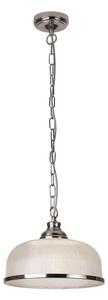 Searchlight 1682SS Bistro II One Light Ceiling Pendant Light In Satin Silver With Glass Shade
