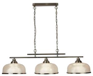 Searchlight 3593-3AB Bistro II Three Light Bar Ceiling Light In Antique Brass With Glass Shades
