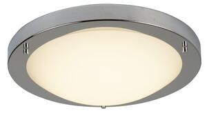 Searchlight 8702SS Flush Ceiling LED Light In Satin Silver With Glass - Width: 310mm