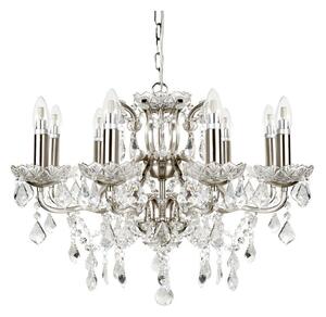 Searchlight 8738-8SS Paris Eight Light Ceiling Chandelier In Satin Silver With Crystal Glass