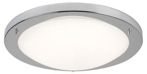 Searchlight 8703SS Flush Ceiling LED Light In Satin Silver With Glass - Width: 410mm