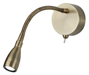 Searchlight 9917AB One Light LED Wall Light With Bendy Arm In Antique Brass - Height: 290mm
