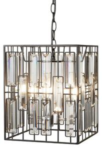 Contemporary 4 Light Ceiling Pendant Light In Matt Black Finish With Bevelled Glass