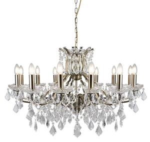 Searchlight 87312-12AB Paris Twelve Light Ceiling Chandelier In Antique Brass With Crystal Glass