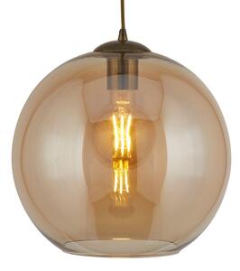 Searchlight 1621AM Balls One Light Celing Pendant In Antique Brass And Amber Glass - Width: 250mm